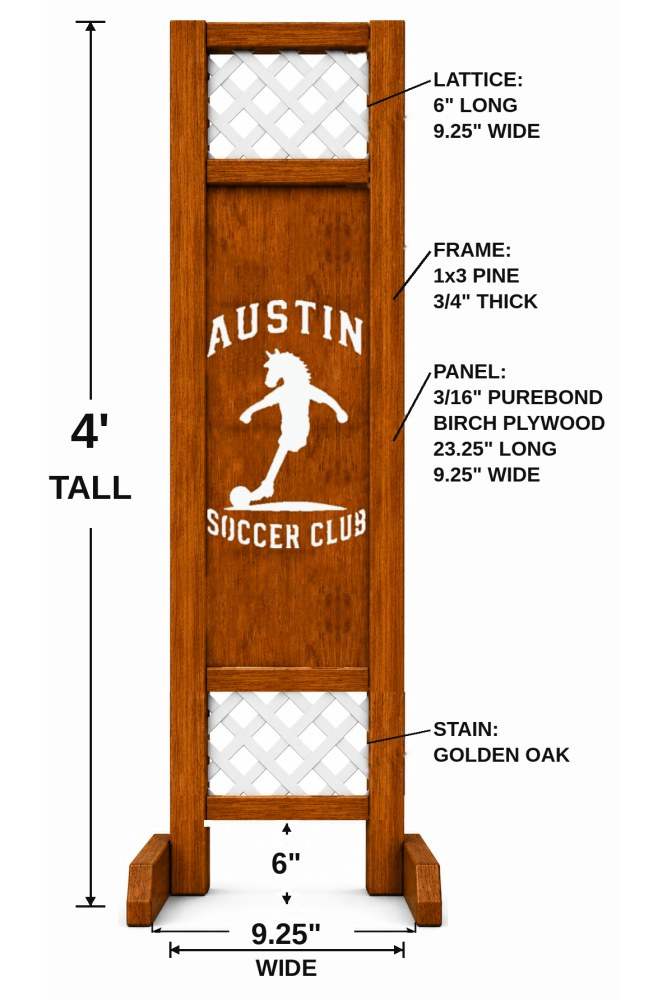 Austin Soccer hobby horse jump — Austin themed soccer wooden jump, custom colors