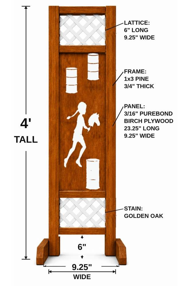 Barrel racer laser-cut panel