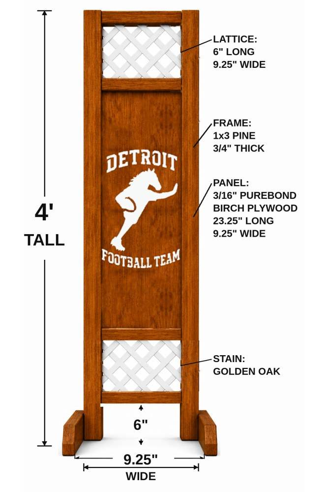 Custom lettered team panel — personalized laser work