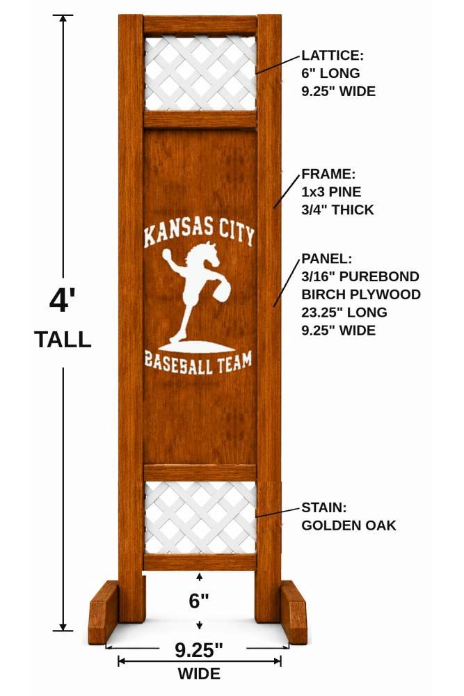 Kansas City Baseball hobby horse jump — Kansas City themed baseball wooden jump, custom colors
